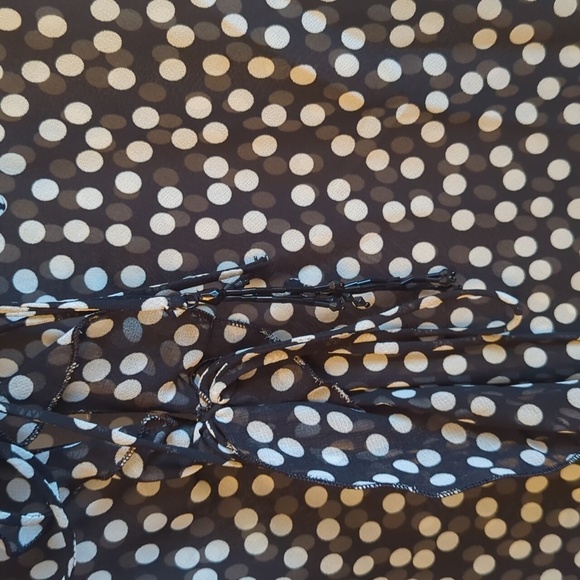 NWT Zara Black and White Polkadot Mesh Front Tie Ruffle Coverup Duster Dress S - Picture 7 of 7